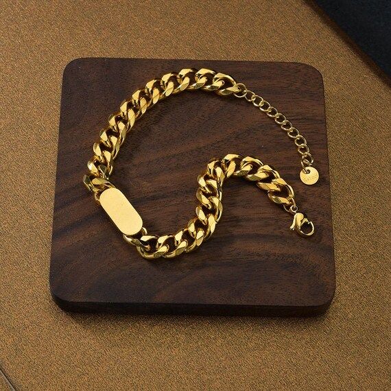 Cuban Chain 18K GOLD FILLED Bracelet Curb Chain Bracelet 18K | Etsy | Etsy (US)