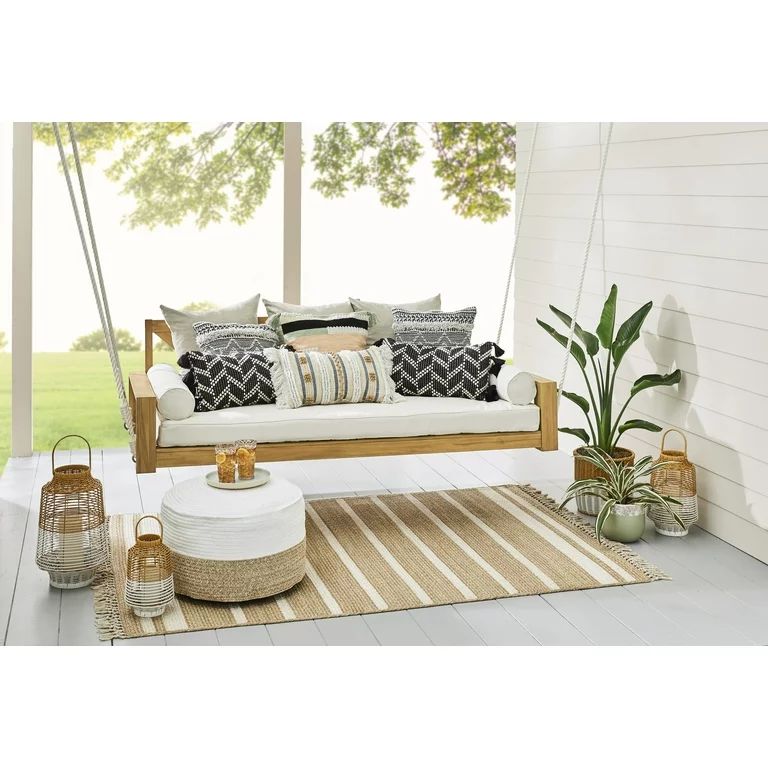 Better Homes & Gardens Ashbrook 3-Persons Teak Porch Swing with Cushions by Dave & Jenny Marrs | Walmart (US)