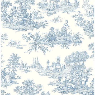 NextWall Chateau Toile Peel and Stick Wallpaper Blue: Removable Vinyl, Self-Adhesive, Traditional... | Target