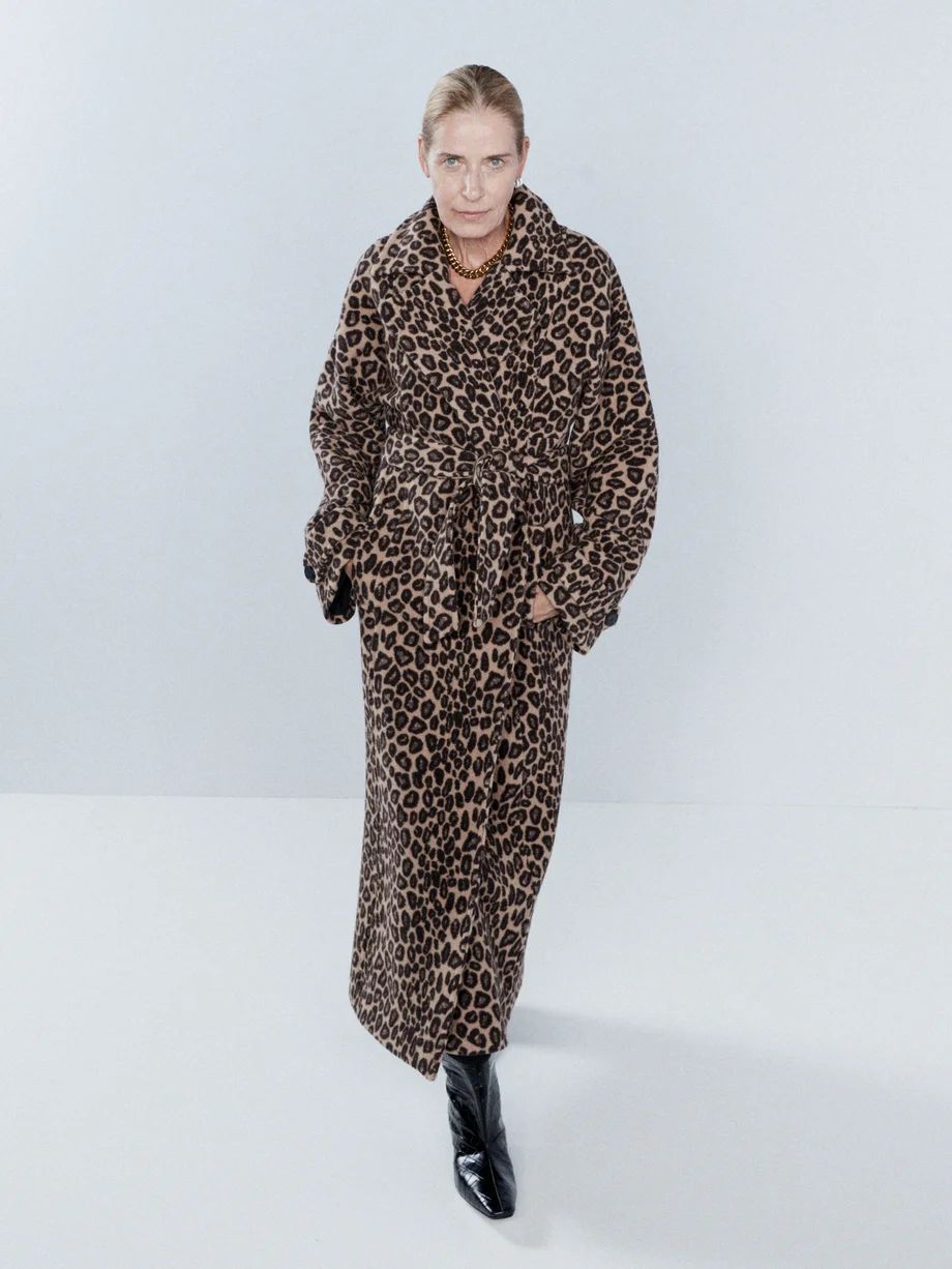 Oversized belted leopard jacquard wool coat | Raey | Matches (US)