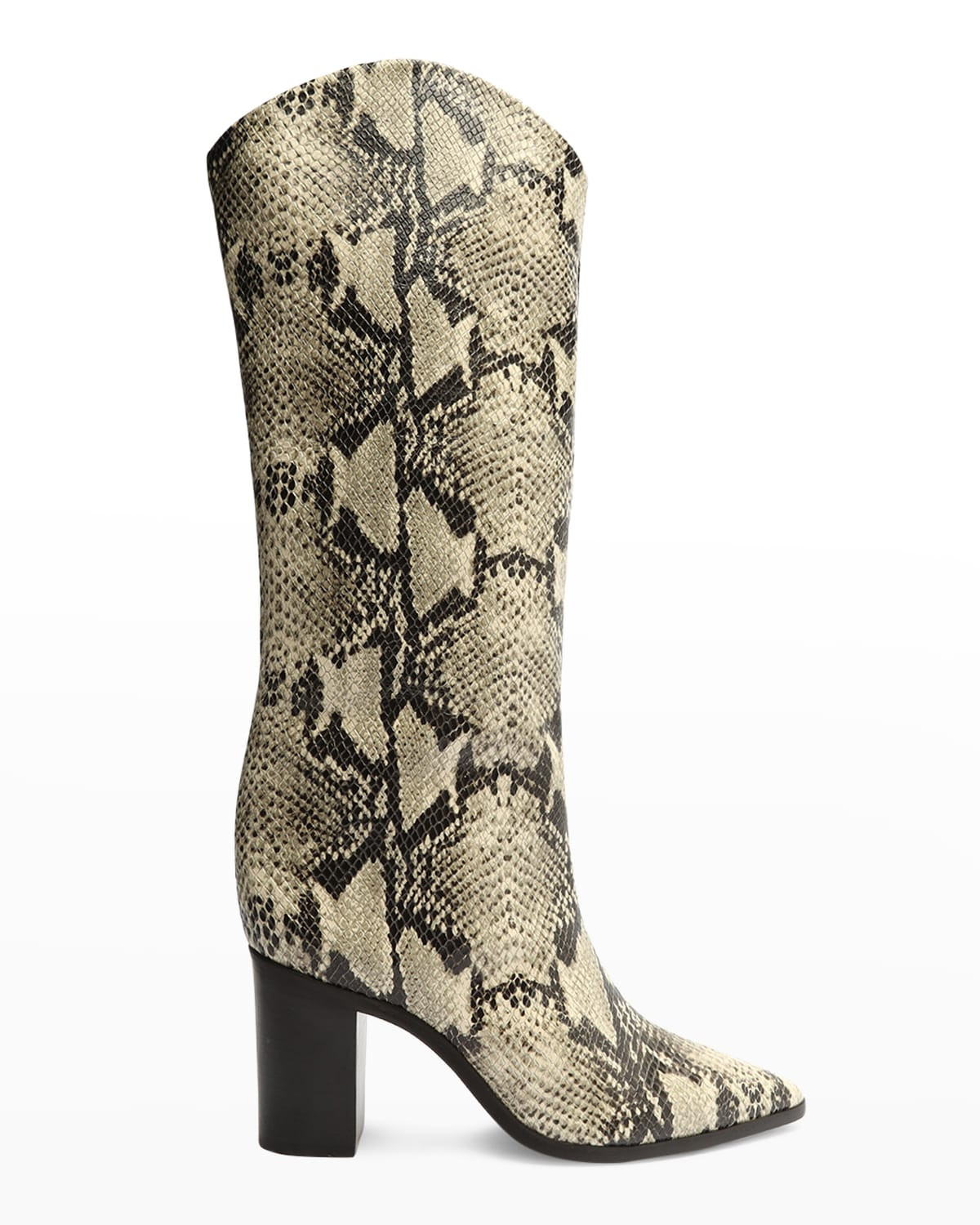 Analeah Snake-Print Leather Tall Boots | Neiman Marcus
