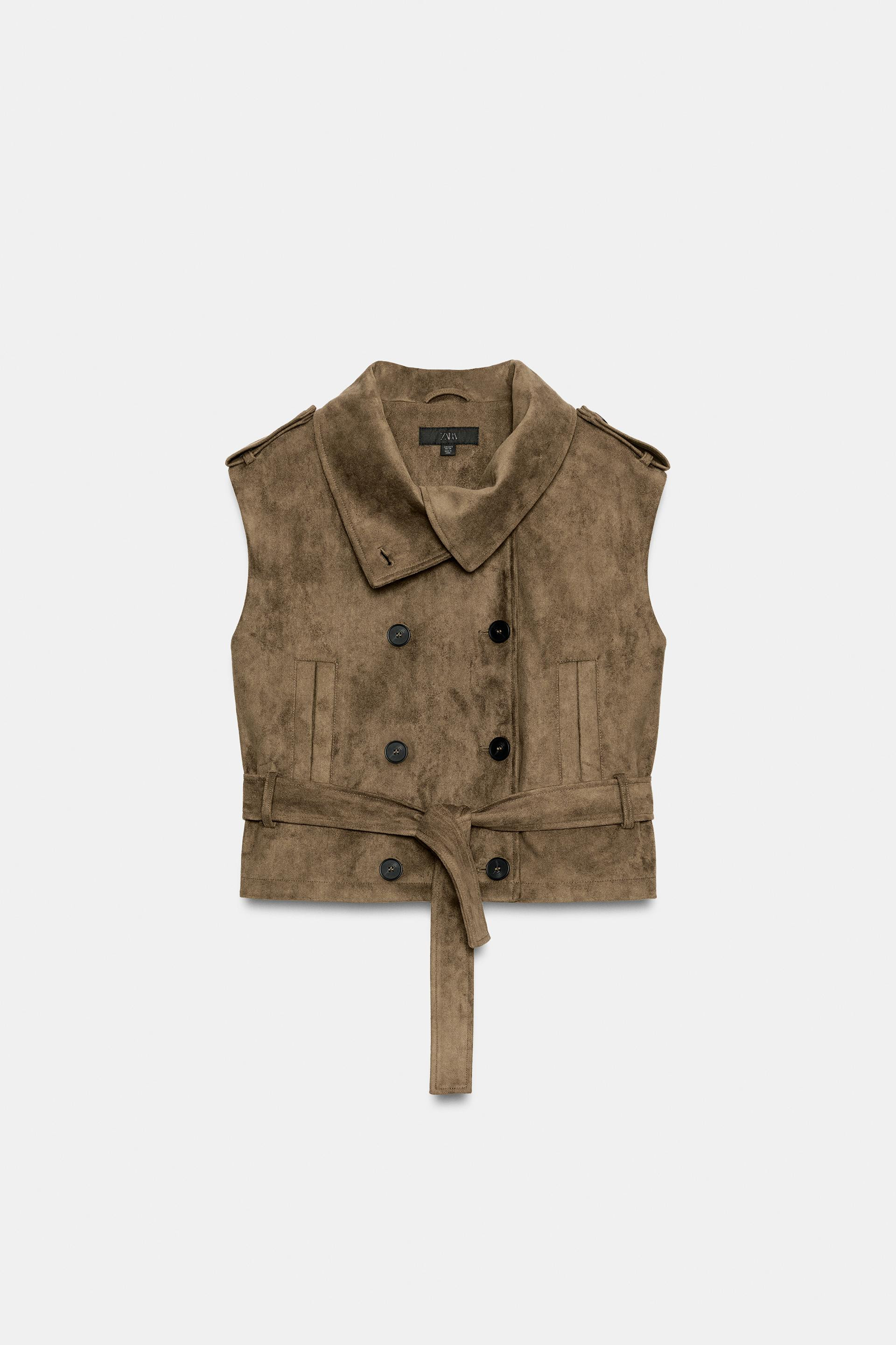 GILET AVEC CEINTURE EFFET DAIM | Zara FR