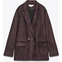 Zara - Faux Suede Blazer - Women - Brown - Women | Zara US