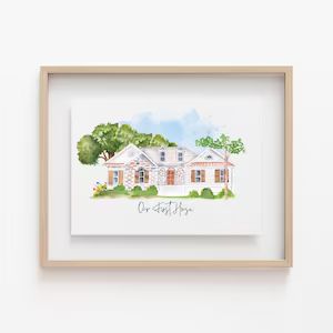 Custom Watercolor House Painting Print,House Painting From Photo,Housewarming gift, Realtor Closi... | Etsy (US)