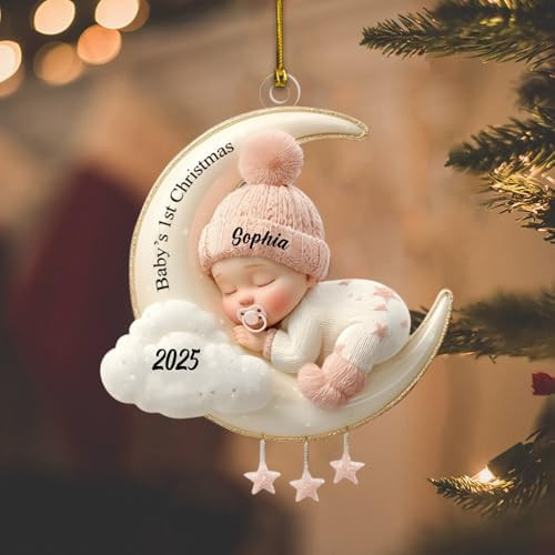Personalized Baby Christmas Ornament 2025, Custom Newborn Keepsake, Baby’s First, Cute Nursery ... | Amazon (US)