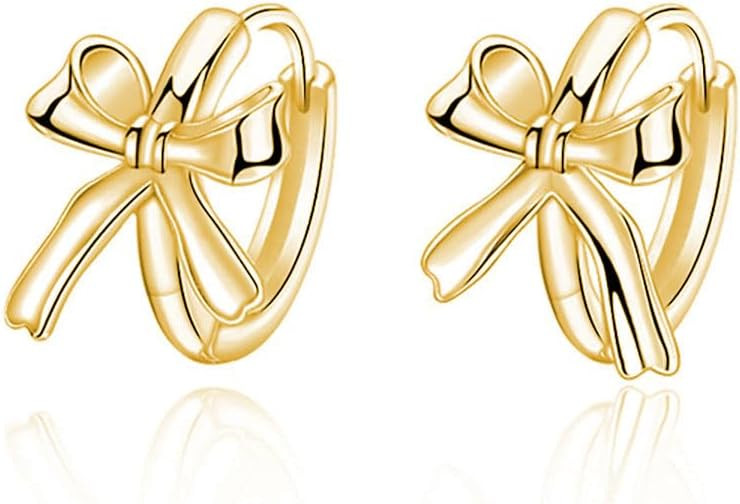 SLUYNZ Sterling Silver Bow Hoop Earrings for Women Teen Girls Bowknot Small Hoop Earrings Huggie | Amazon (US)
