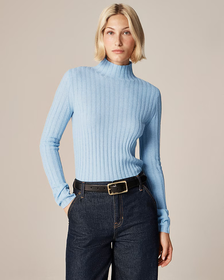 Wide-rib cashmere turtleneck sweater | J. Crew US