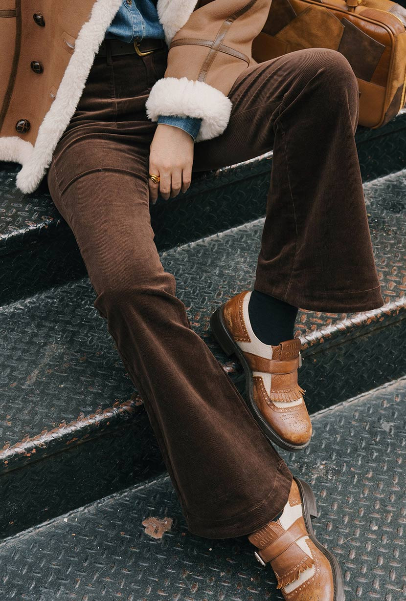 Cody Corduroy Flared Pants - Brown | Petite Studio NYC