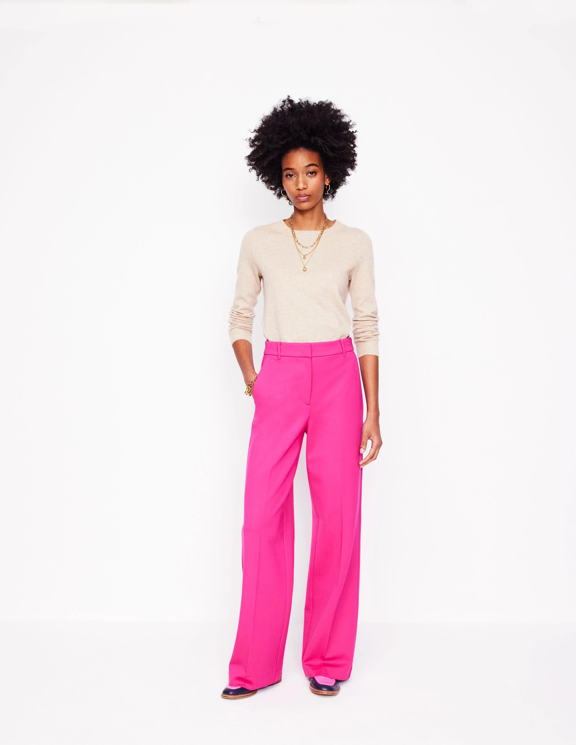 Westbourne Ponte Trousers-Pink Peony | Boden (US)