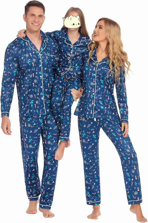 Ekouaer Christmas Family Matching Pajamas Long Sleeve Button Down Pj Set Festival Party Sleepwear | Amazon (US)