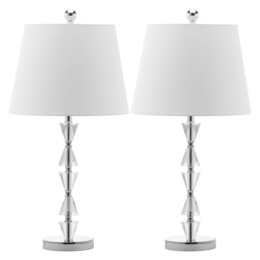 (Set of 2) 24.5"" Deco Prisms Crystal Lamp Clear (Includes CFL Light Bulb) - Safavieh | Target