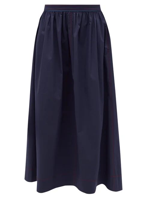 Sies Marjan - Laya Cotton-blend Poplin Skirt - Womens - Dark Navy | Matches (US)