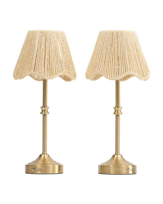 2pk 15.5in Rechargeable Rattan Metal Table Lamp | Lighting | Marshalls | Marshalls