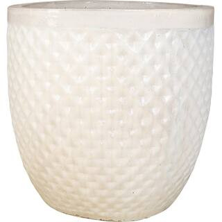 16 in. White Ceramic Hexham Garden Planter | The Home Depot