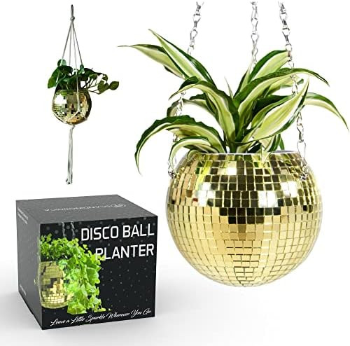 SCANDINORDICA Disco Ball Planter – Disco Ball Plant Hanger, Mirror Disco Planter with Chain and... | Amazon (US)
