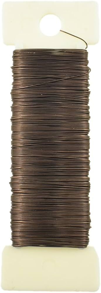 HAHIYO 26Gauge Coffee Color Metal Floral Wire - 1Roll, 38Yards(115Feet) - Flexible Paddle Wire Fl... | Amazon (US)