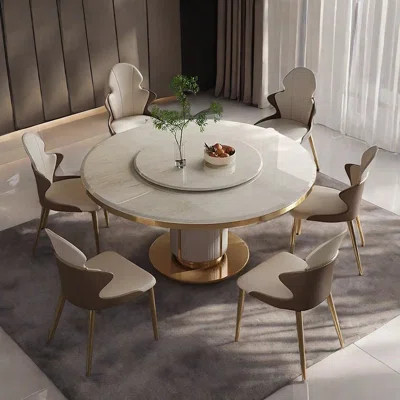 Luxury Modern Faux Marble Round Dining Table Set | Wayfair North America