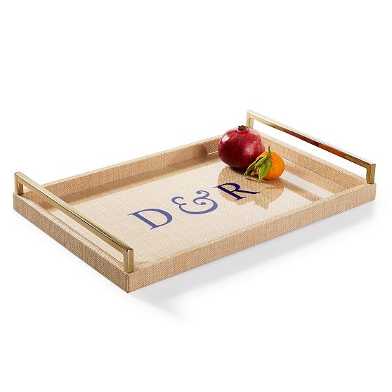 Gold Handle Raffia Tray | Mark and Graham