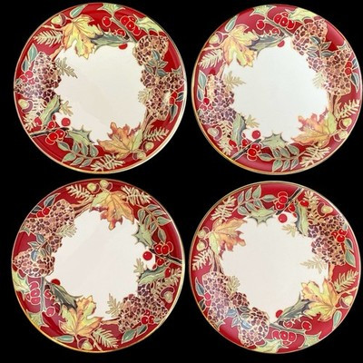 Ceramica Varm F. Giorgi Crimson Wreath Set Of 4 Salad Plates Christmas 8 3/4” | eBay US