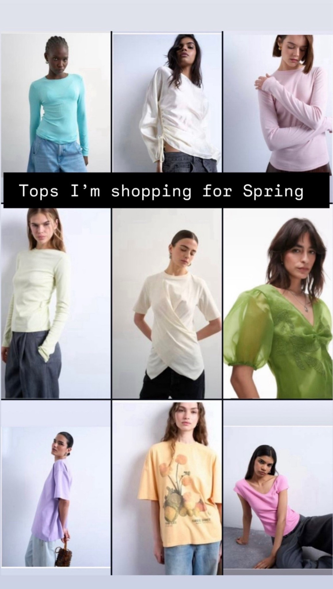 Spring tops and purses I’m shopping for.  Pro tip: asos yearly express fee.  So worth it.  They have one of the best customers services.  I rate it higher than Amazon and they make returns so easy.  #springtop #goingouttop -#yellowtop #greentop