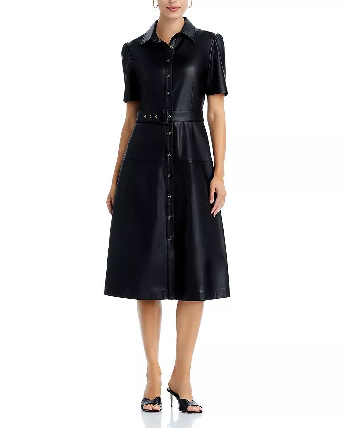 Faux Leather Button Front Midi Dress | Bloomingdale's (US)