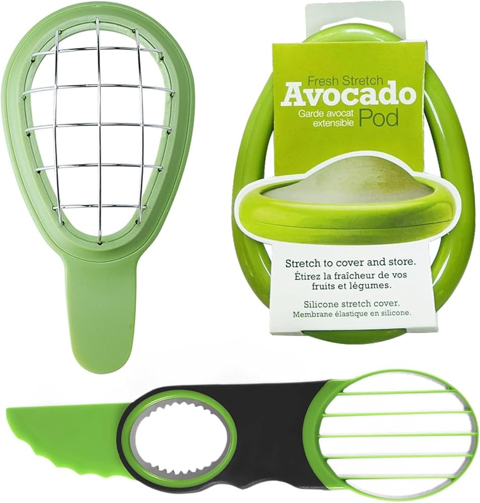 Avocado 3 Piece Set Avocado Slicer, Avocado Slicer, Avocado Storage Container, Dishwasher Safe, C... | Amazon (US)