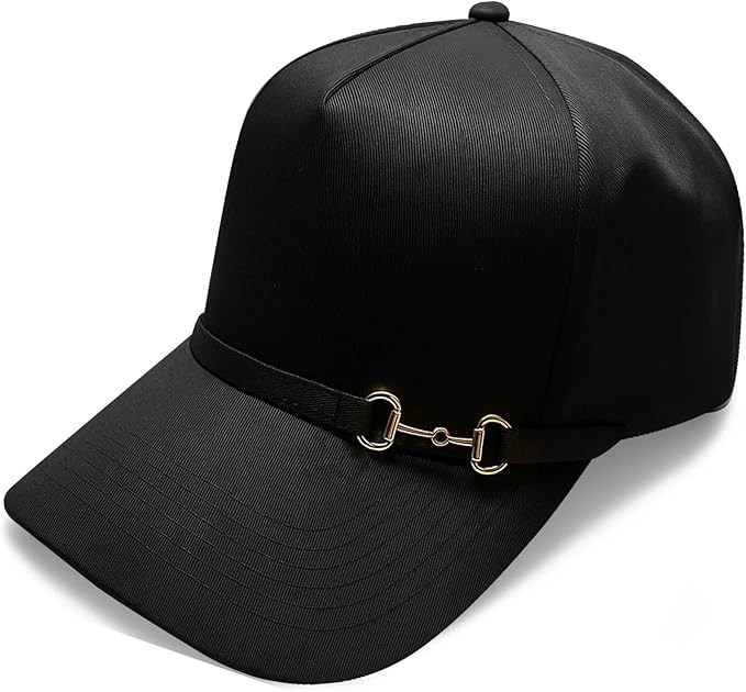 Trucker - Dress Hat for Women, Black with Gold Horsebit Detail, Equestrian Style Gorras | Amazon (US)