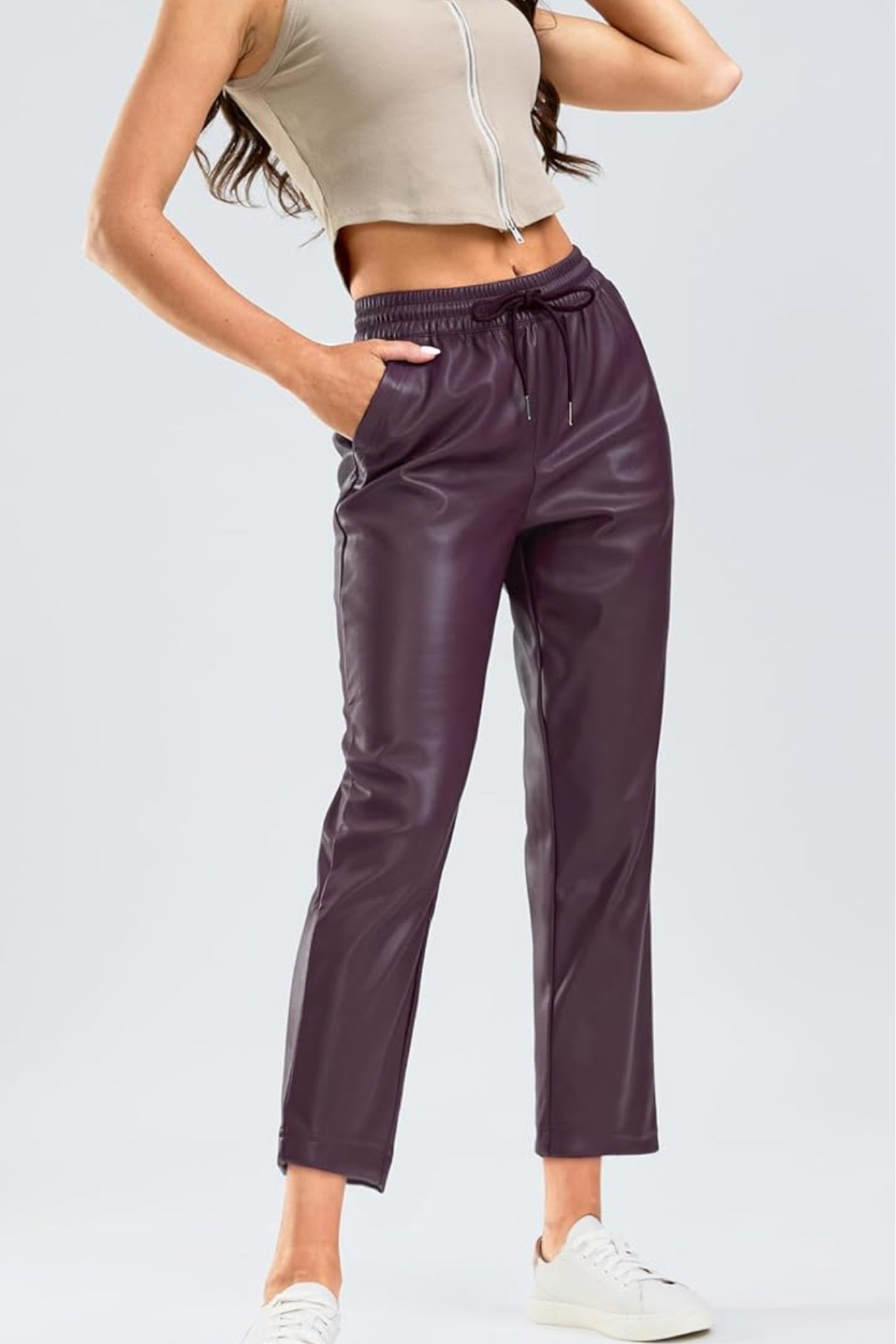 Faux Leather Pants High Waisted Straight Leg Cropped Ankle Trousers Matte Pleather Pants for Women

#LTKFindsUnder50 #LTKSeasonal #LTKBeauty