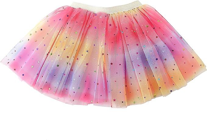 Amazon.com: Jastore Girls Layered Rainbow Tutu Skirt Dance Dress Ruffle Tiered Clubwear(Dark Pink... | Amazon (US)