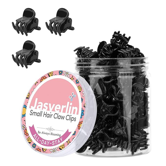 JASVERLIN Mini Hair Clips Black, Non-Slip Small Hair Claw Clips Plastic Short Hair Accessories fo... | Amazon (US)