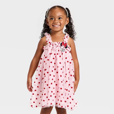 Toddler Girls' Disney Minnie Mouse Valentines Tulle Dress - Pink 18M | Target
