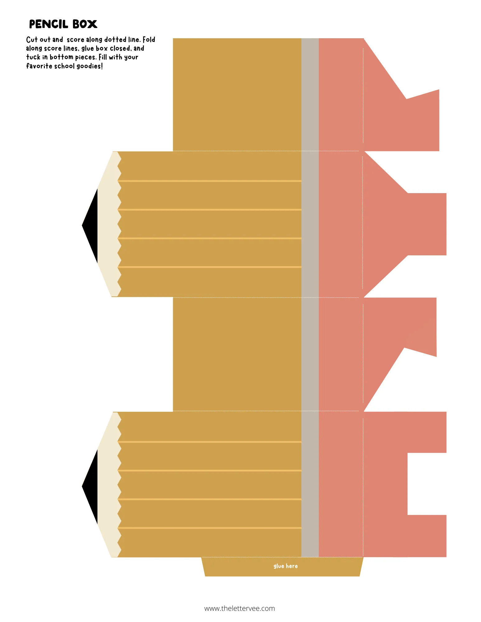 Printable Pencil Boxes | Party and Celebration | The Letter Vee