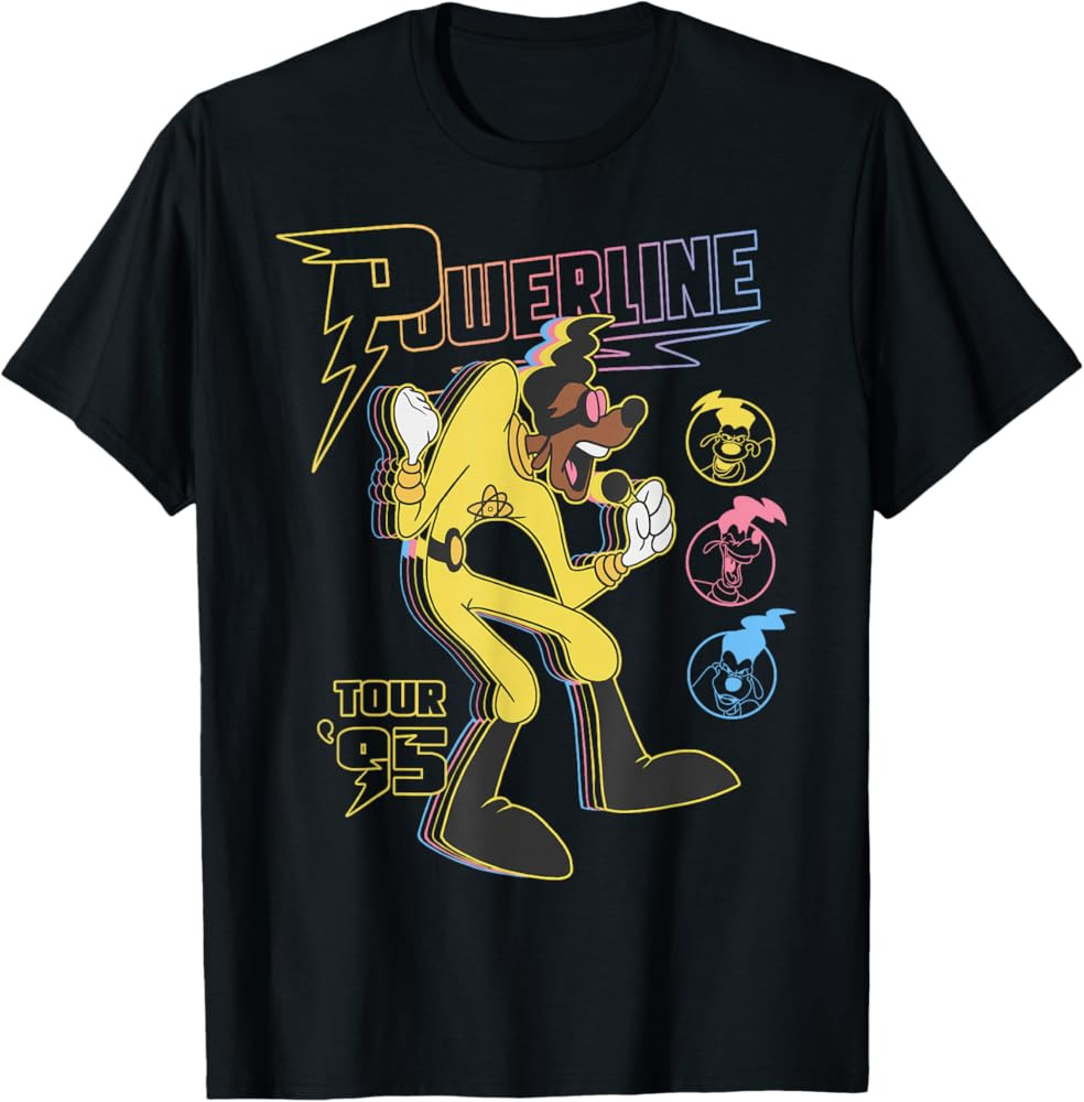 Disney A Goofy Movie Powerline Tour '95 Retro Neon Poster T-Shirt | Amazon (US)