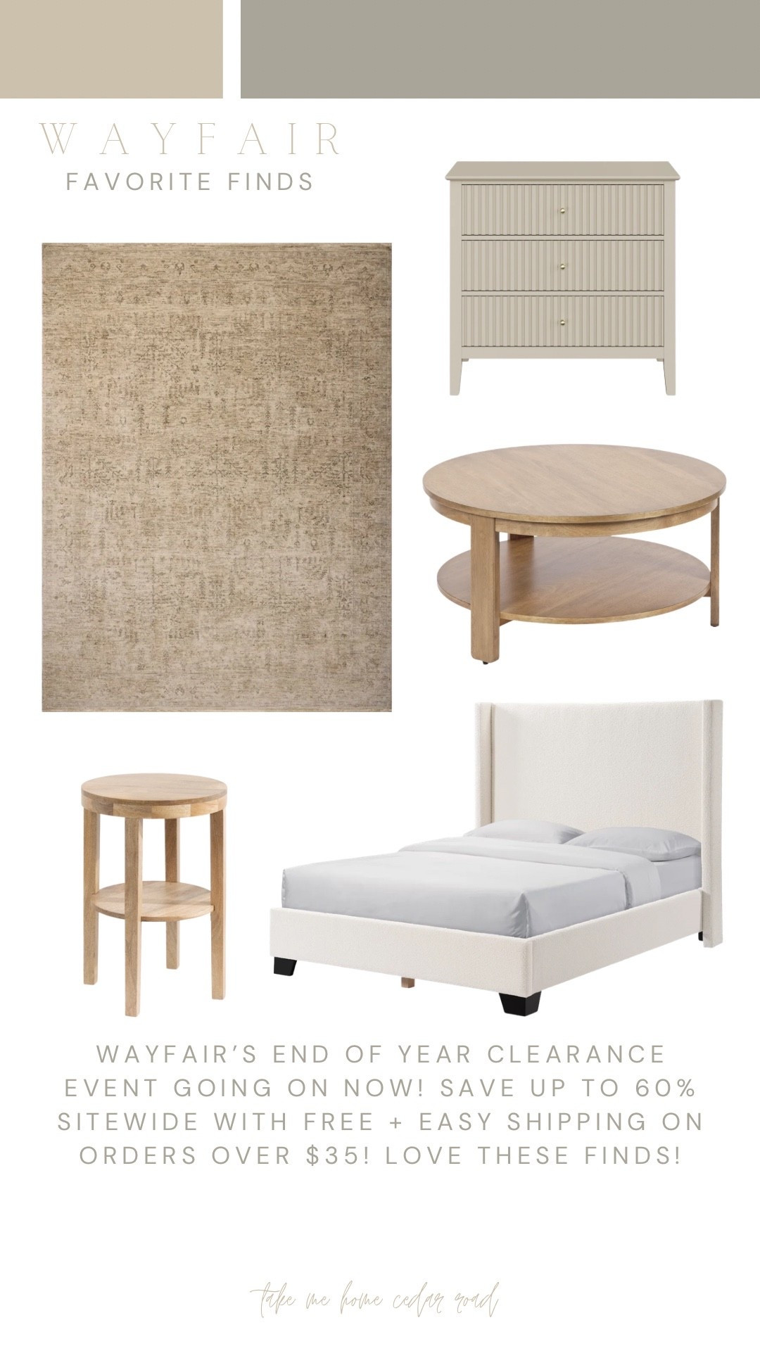 Wayfair end of year clearance event going on now! Love these finds, save up to 60% sitewide with free and easy shipping on orders over $35!

Bed, upholstered bed, coffee table, round coffee table, end table, side table, nightstand, area rug, neutral rug 

#LTKSaleAlert #LTKHome