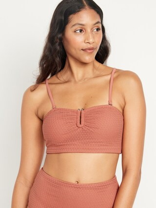 Longline Crochet Bandeau Swim Top | Old Navy (US)