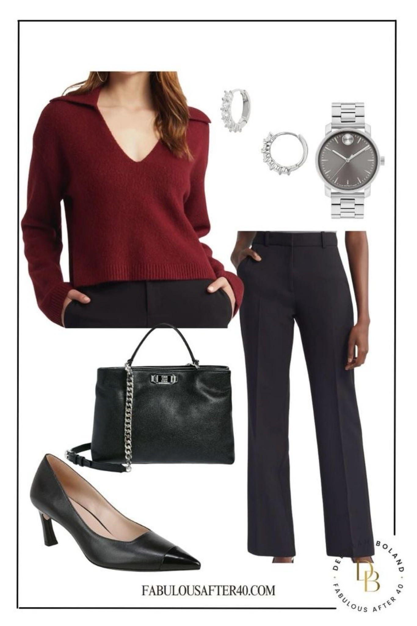 Polo-style sweaters with collared necklines are all the rage this fall. This soft, cozy burgundy one is a beauty! 
Pair it with black dress pants, pumps and a bag for a sophisticated look.
🖤Scroll down to shop & follow for more


#LTKSeasonal #LTKOver40