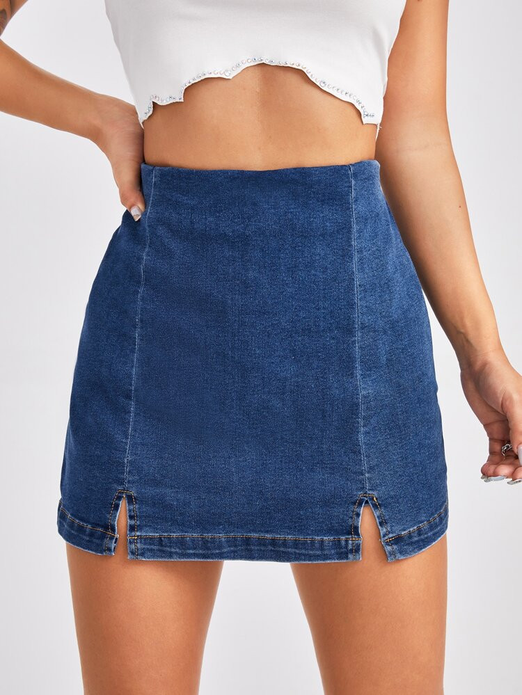 Jeans-Shorts mit Schlitz und Reißverschluss | SHEIN