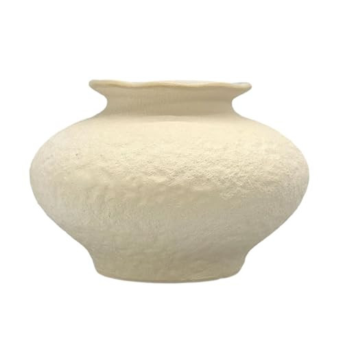 Galt International White Textured Ceramic Flower 9" D x 6.8" H Vase Oval Oblong Shape for Centerpiece - Home Decor Kitchen Living Room Bedroom Dining Room Table Gift | Amazon (US)