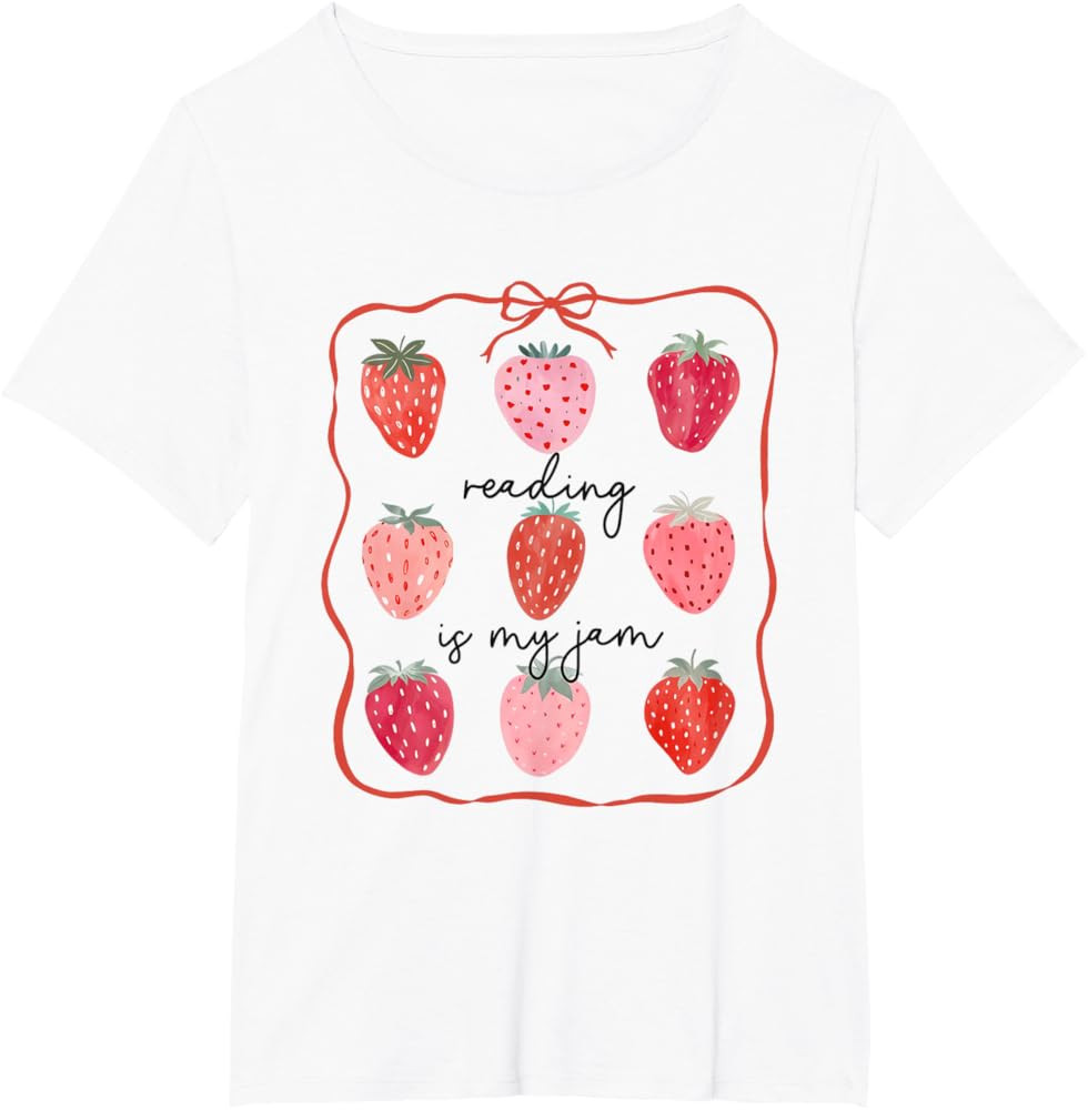 Women Reading is My Jam Cute Strawberry School Librarian T-Shirt | Amazon (US)