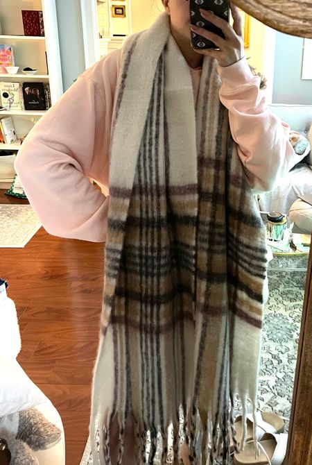 Big scarf, winter scarf, trendy scarf, plaid scarf, neutral scarf, oversized scarf -- this scarf is $29, giant and warm!!! 

#LTKSeasonal #LTKHoliday #LTKunder50
