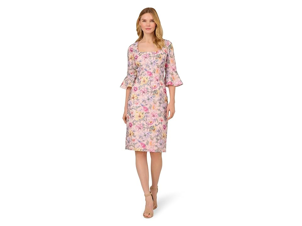 Adrianna Papell Floral Printed Short Dress Women's Dress Blush : 10, Polyester | Zappos