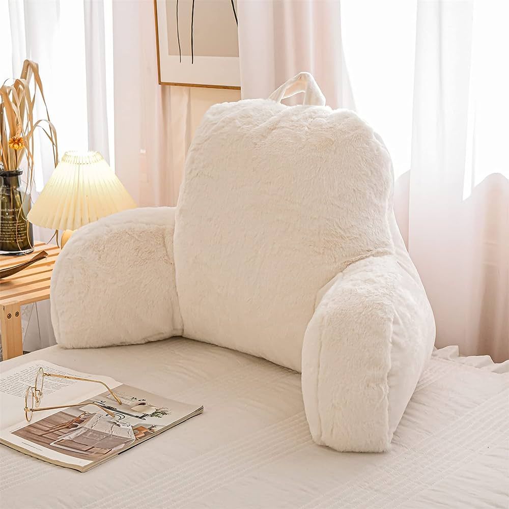A Nice Night Faux Fur Reading Pillow Bed Wedge Large Adult Children Backrest with Arms Back Suppo... | Amazon (US)