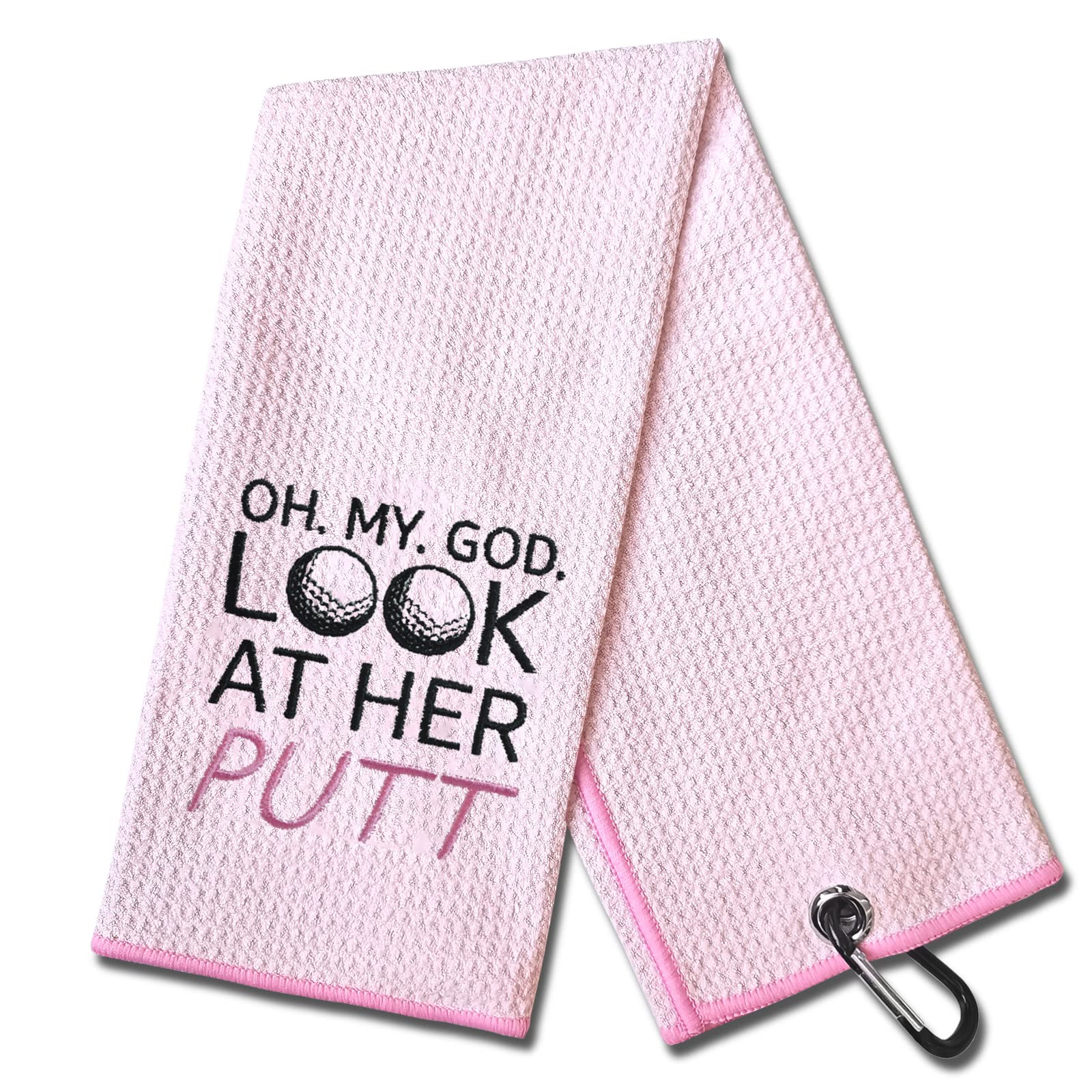 DYJYBMY Oh My God Look at Her Putt Funny Golf Towel, Embroidered Pink Golf Towels for Golf Bags w... | Amazon (US)