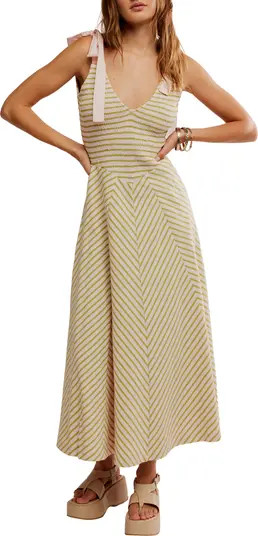 Cecelia Stripe Tie Shoulder Midi Dress | Nordstrom