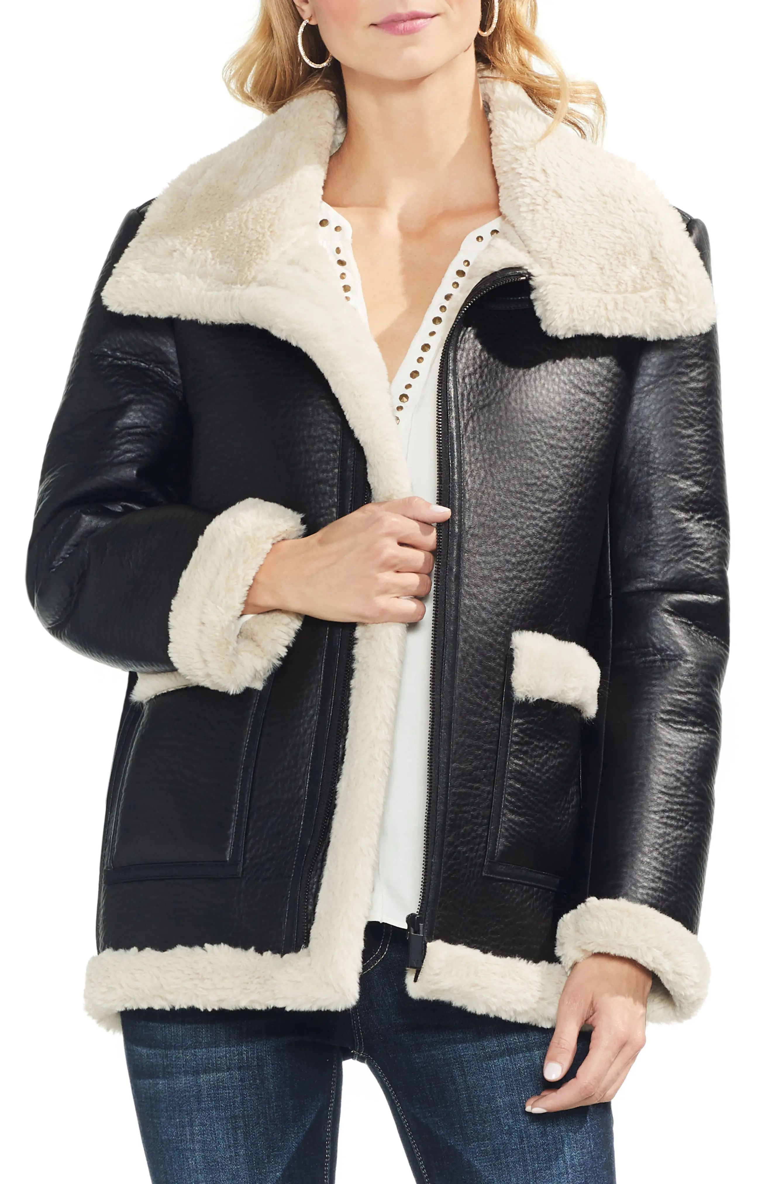 Vince Camuto Faux Leather Shearling Coat | Nordstrom