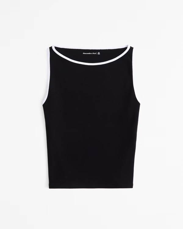 Women's Cotton-Blend Seamless Fabric Boatneck Top | Women's Tops | Abercrombie.com | Abercrombie & Fitch (US)