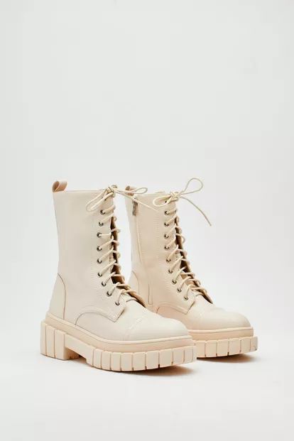 Cleated Lace Up High Ankle Boots | Nasty Gal (US)