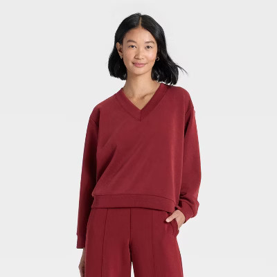 Women's Sandwash Sweatshirt - A New Day™ Maroon XS | Target
