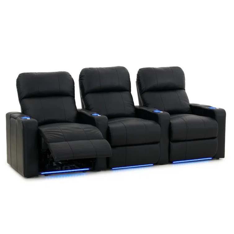 99.5'' Wide Faux Leather Home Theater Sofa with Cup Holder | Wayfair North America