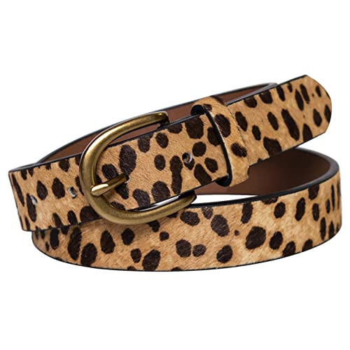 JIEDE Womens Leopard Print Belt Animal Print Belt for Women Leather Waist Belt Zebra Belts for Jeans/dress(Leopard Width-28mm,S - Fits Waist 30''-34'') | Amazon (US)
